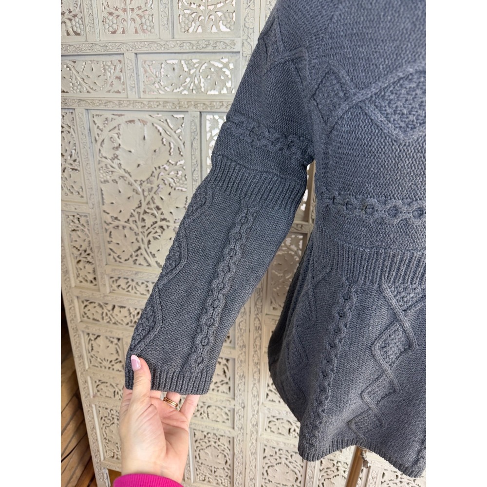 Vtg Calvin Klein Gray Babydoll Sweater Sz M Chunky Fisherman Y2K Capsule‎ - Picture 4 of 8